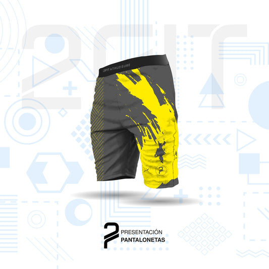 Pantaloneta Functional Gris-Amarillo 135-6025